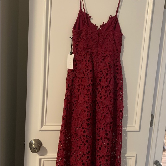 Astr Lace A Line Midi Dress Berry Red - Picture 7 of 10
